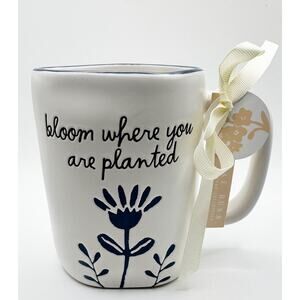 Rae Dunn “Bloom Where You Are Planted” Beautiful Flower Design Coffee Mug